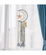 Dream Catcher Celestial Moon Star Dreamcatcher Room Decor 25&quot; Feather Beads - £26.37 GBP