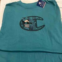 Champion Tee Shirt Mens XLT Short Sleeve Graphic Tee Shirt Teal - $20.79
