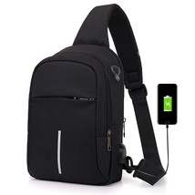 Small USB Charger Shoulder Bag Men Messenger Bags Male Waterproof Sling Chest Ba - £28.09 GBP