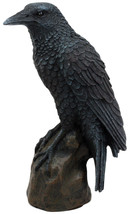 Ebros Gothic Raven Statue Crow Scavenger Bird Perching On Rock Figurine 6&quot;H - £22.01 GBP