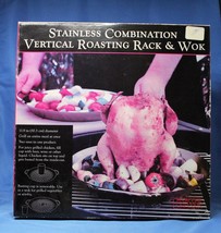 Stainless Steel Combination Vertical Roasting Rack and Wok Charcoal Comp... - $14.18