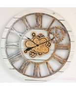 Wall clock 36 inches with real moving gears White Farmhouse - £282.77 GBP