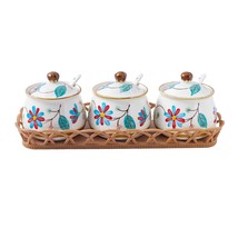 Ceramic Salt Sugar Bowls Set, Set Of 3 Condiment Pots Seasoning Jar Spic... - $45.99