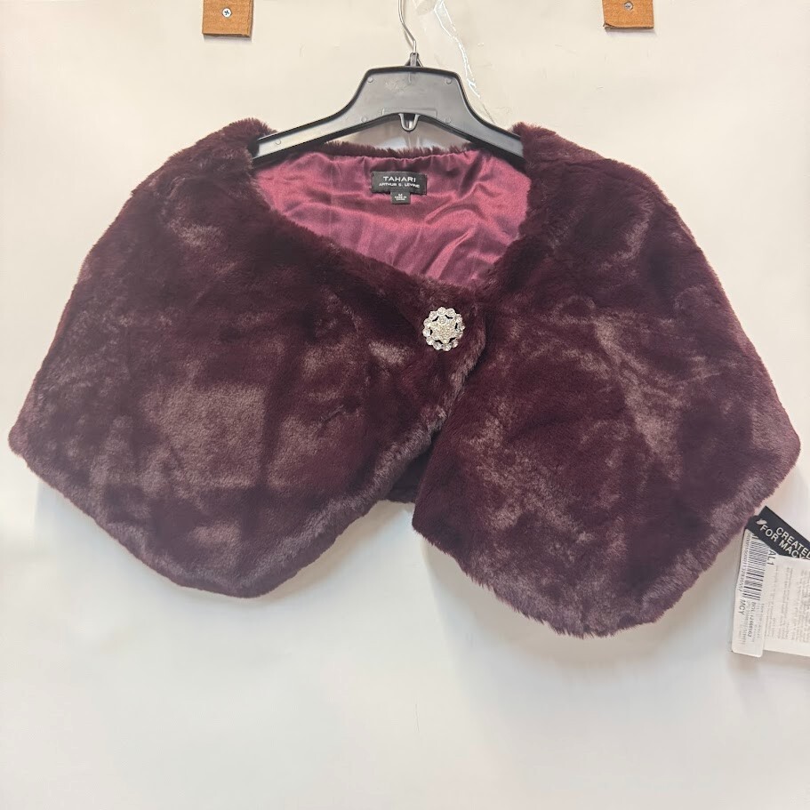 Tahari Women M Wine Red Faux Fur Capelet Shrug NWD DH17 - $39.19