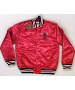 NWT Chicago Bulls Mitchell &amp; Ness Red Satin Jacket Hardwood Classics Emb... - $98.01