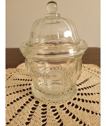 Vintage Glass Clear paneled Candy Dish with Lid - £14.70 GBP
