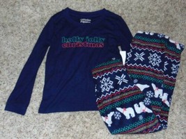 Girls Pajamas Christmas Holly Jolly Blue Polar Bear 2 pc Top Pants Fleec... - $19.80