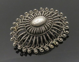 Topazio Portugal 925 Silver - Vintage Twist Dome Design Brooch Pin - BP7063 - $75.18