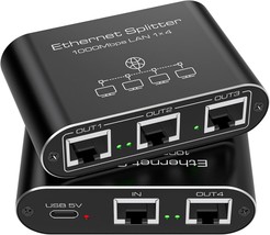 Ethernet Splitter 1 to 4 1000Mbps Internet Splitter LAN Splitter Either ... - $58.22