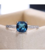 Certified Blue sapphire Gemstone Ring/925 Sterling Silver Gold Plated/Vi... - £77.85 GBP