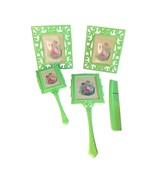 Child&#39;s Green Dresser Vanity Set Brush Mirror Comb 2 Picture Frames Vtg ... - £38.94 GBP