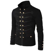 Mens Vintage Steam Clothing Solid Color Embroidered Button Jacket Victorian  Coa - £89.79 GBP