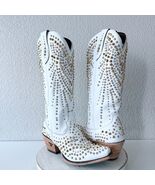 Lane DOLLY Womens Cowboy Boots 9.5 White Gold Studded Western Cowgirl Mi... - $12,571.33 MXN