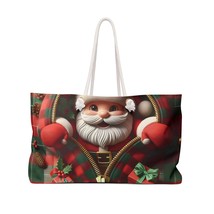 Personalised/Non-Personalised Weekender Bag, Cute Santa, Christmas, Tartan, Larg - £38.24 GBP