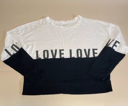 Soho Cropped Long Sleeve Shirt Black And White Love Women’s Size  M - $7.83