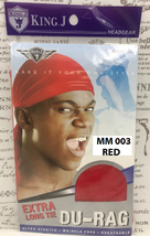 KING. J EXTRA LONG TIE DU-RAG  ULTRA STRETCH WRINKLE FREE BREATHABLE RED... - £1.41 GBP