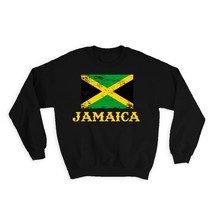 Jamaica : Gift Sweatshirt Distressed Flag Patriotic Jamaican Expat Country - £22.80 GBP