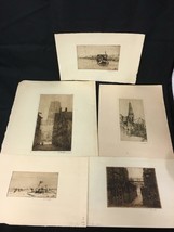 Lot of 5 Etchings by Herman Heuff Architecture and Waterways Netherlands Unframe - £180.69 GBP