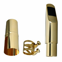 #6 Alto Saxophone Metal Mouthpiece 14k Gold Plated with Ligature and Cap... - £47.01 GBP