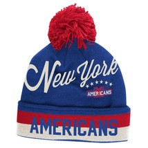 New York Americans Amers Knit Beanie Hat Cap Script Cuffed W/Pom Toque N... - £10.09 GBP