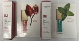 Clarins Lip Comfort Oil 03 Red Berry &amp; 06 Mint 0.09 oz *Twin Pack* - £18.47 GBP