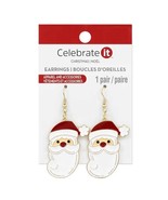 Red and White With Gold Santa Christmas Enamel Santa Head Earring - $309.61 MXN