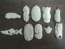 10 Pcs Pendant Necklace (Pig,Dragon and Owl) from Buffalo Bone Carved_R53 - £79.75 GBP