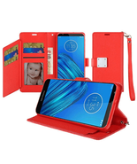 RED Leather Wallet ID Card Holder Case Cover for Moto G Stylus 2021 - £6.83 GBP