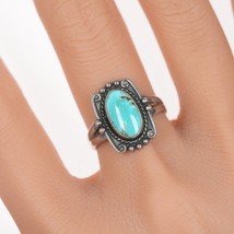 sz8 Vintage Native American silver ring with gorgeous turquoise - £59.27 GBP