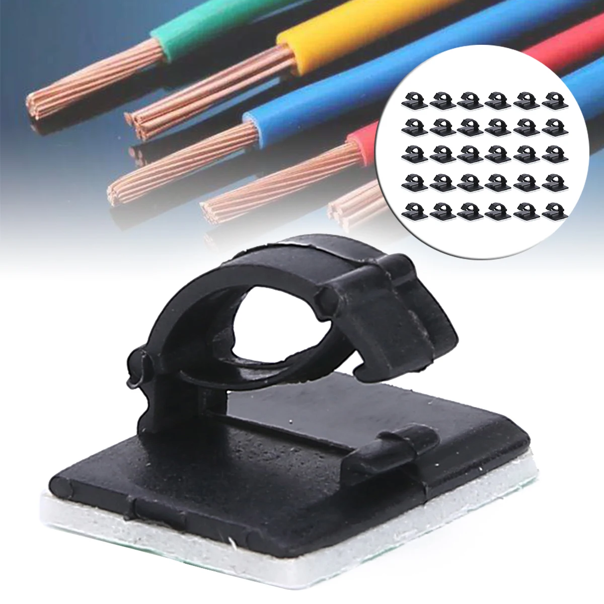 Sporting 30pcs Self-adhesive Car Wire Clip Fixer Holder Cable Holder Rectangle P - £23.90 GBP