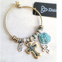 Mixed Metal The Lords Prayer Cross Charm Bracelet - $258.82 MXN