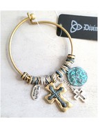 Mixed Metal The Lords Prayer Cross Charm Bracelet - €11,86 EUR