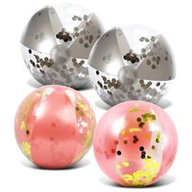 Bundle of Silver and Rose Gold Inflatable Beach Balls 16 Inch Inches Pink - $34.64