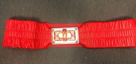 Vintage Falchi Red Lambskin Snake Skin Cinch Waist Stretch Belt New w/Dust Bag - £117.99 GBP