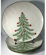 4 Dinner Plates Eli + Ana Handmade Ceramic Christmas Tree Erma 10.75” New - $51.43