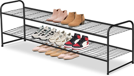 AOODA Long 2 Tier Shoe Rack for Closet Metal Wide Stackable Shoe Storage Organiz - £29.23 GBP