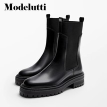 New Spring Autumn Fashion Thick Bottom Chelsea Short Tube Boots All-match Solid  - £205.07 GBP
