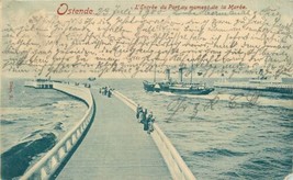 Ostende Belgio L&#39;Entree Du Porta Au Moment De La Maree Cartolina 1900 - £6.77 GBP