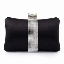 Colorful Formal Evening Rhinestone Sateen Clutch Bag for Women 5 Colors - Black - £54.56 GBP