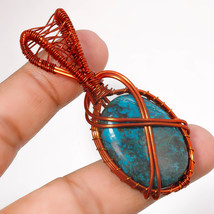 Shattuckite Gemstone Gift Wire Wrapped Handcrafted Pendant Copper 2.70&quot; SA 1483 - £3.96 GBP