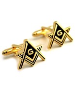 MASONS EMBLEM CUFFLINKS Freemason Masonic NEW with GIFT BAG Pair Gold Plate - €10,33 EUR