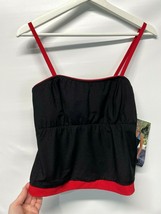  Carol Wior Slimsuit Black Red Cropped Tankini Top Padded Bra Top NEW SZ M 8/10 - £46.70 GBP