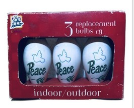 Vtg 1996 Christmas “Peace” &amp; Doves 7 watt Replacement Bulbs  3 Per Pk See Pics - $11.39