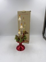 Cracker Barrel Acrylic LED Candle Decor Christmas Holly Red Base READ - $22.10