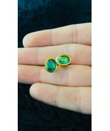 2 Ct Grüner Simulierter Smaragd Solitaire Ohrstecker 18k Gelb Vergoldet - €35,64 EUR