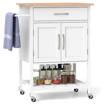 Rolling Kitchen Island Cart with Drawer and Towel Rack-White - Color: White - $166.99