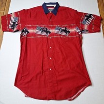 Cumberland Outfitters Shirt Western Horse USA Cowboy Pearl Snap Shirt XL Rock - $24.74