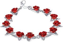 Rose Flower Charm Bracelet - $28.39