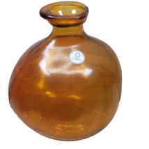 Vidrios San Miguel Vase Orange Amber Bulbous Art Glass Spain Recycled Glass MCM - £19.97 GBP