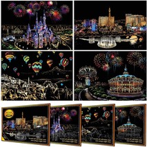 Scratch Paper Rainbow Painting Sketch Pads DIY Art Craft Night View  - $39.16